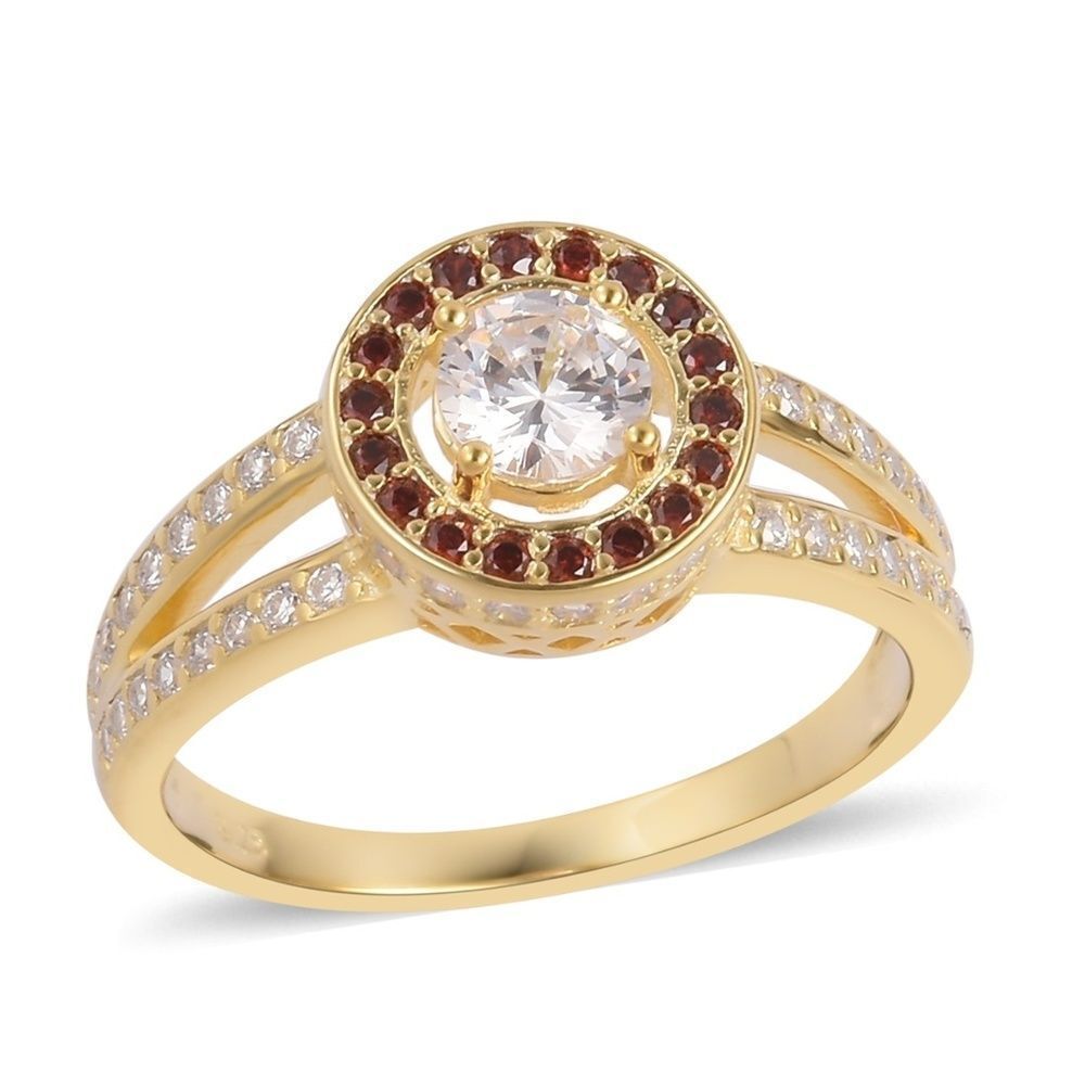 Ring Garnet and Simulated Diamond .925 Size (6)